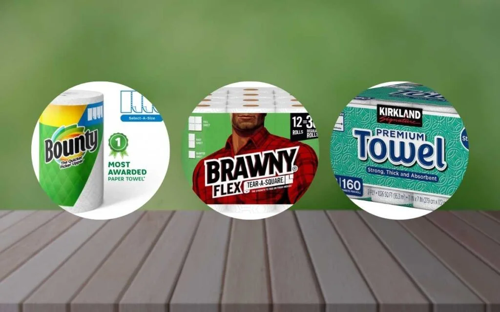 bounty, brawny, and kirkland eco-friendly paper towel