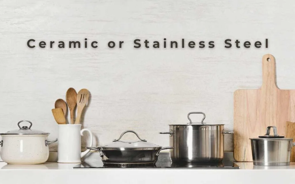 Ceramic and stainless steel kitchenware