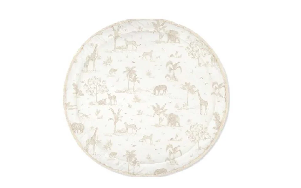 5.Makemake Organics Animal Printed Play Mat by Makemake Organics